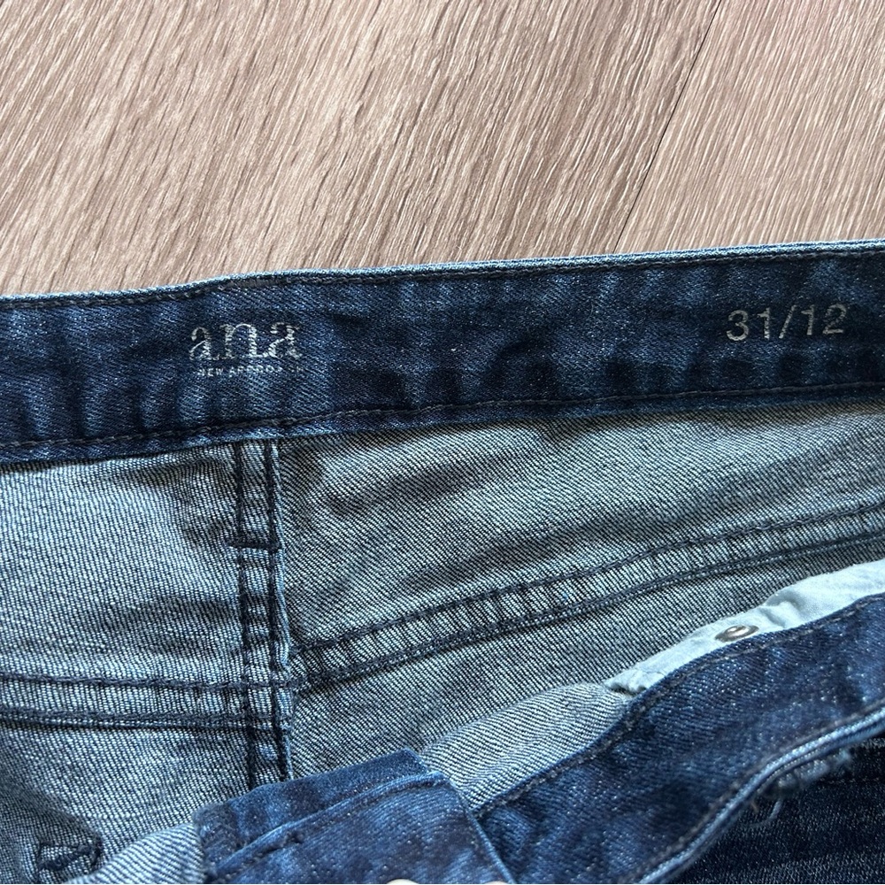 a.n.a Dark Blue Distressed Jean Shorts - size 31/12 - Picture 2 of 5